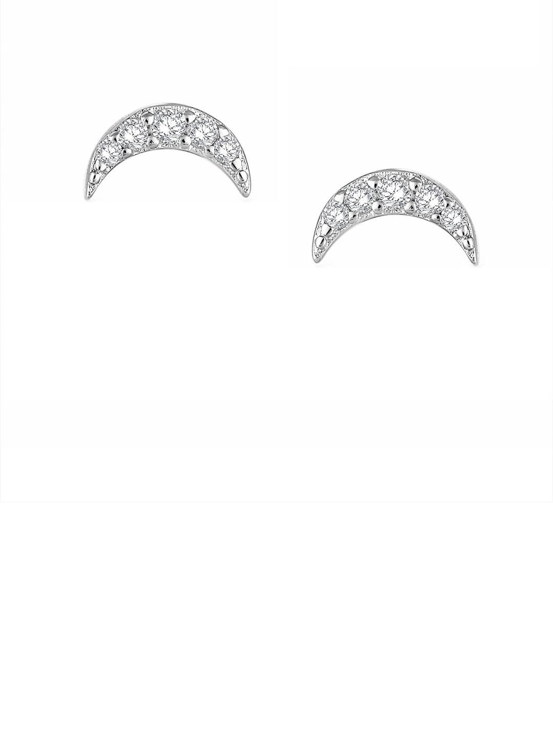 Luxevogue 18K Rhodium Gold Plated 925 Silver Moon Stud Earrings