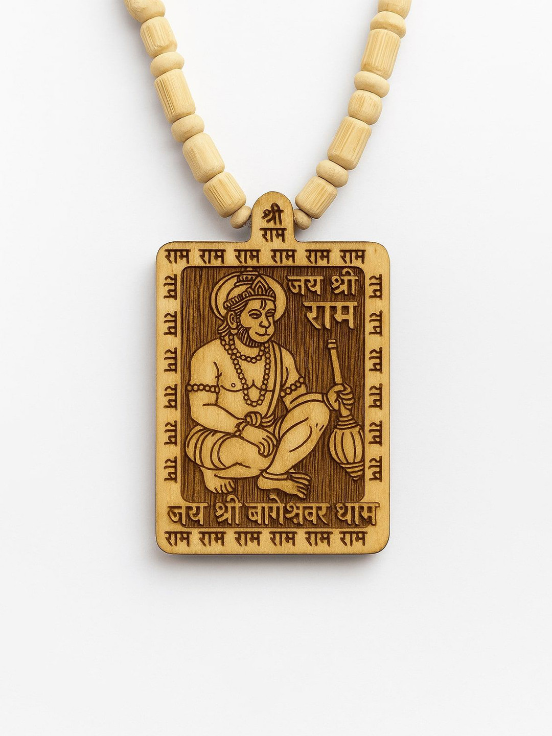Cyan spritual Men Artificial Beaded Hanumanji Minimal Necklace