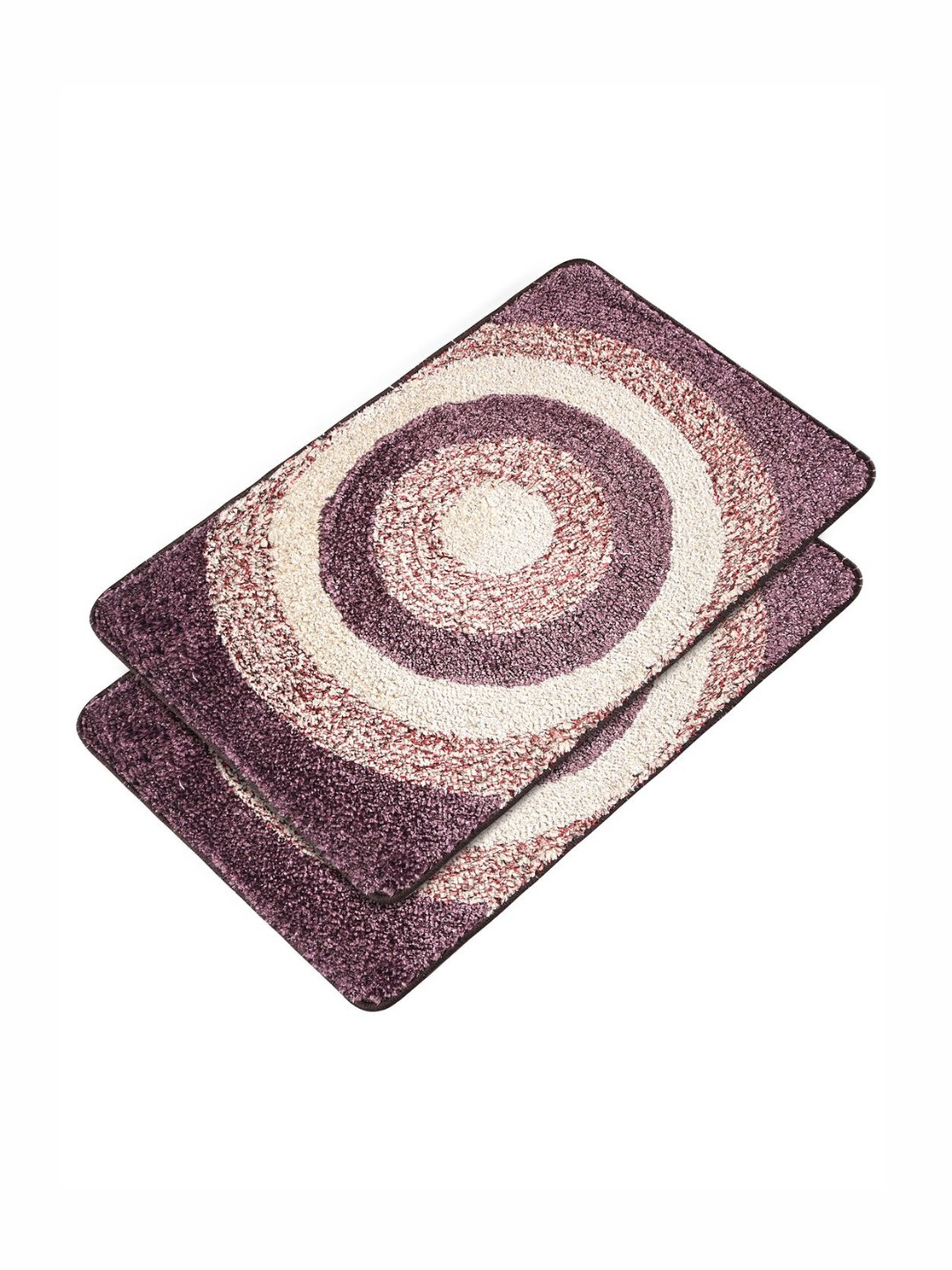 Aura Pack Of 2 Purple & Beige Gola Far Designed Anti-Skid & Water Absorbent Doormats