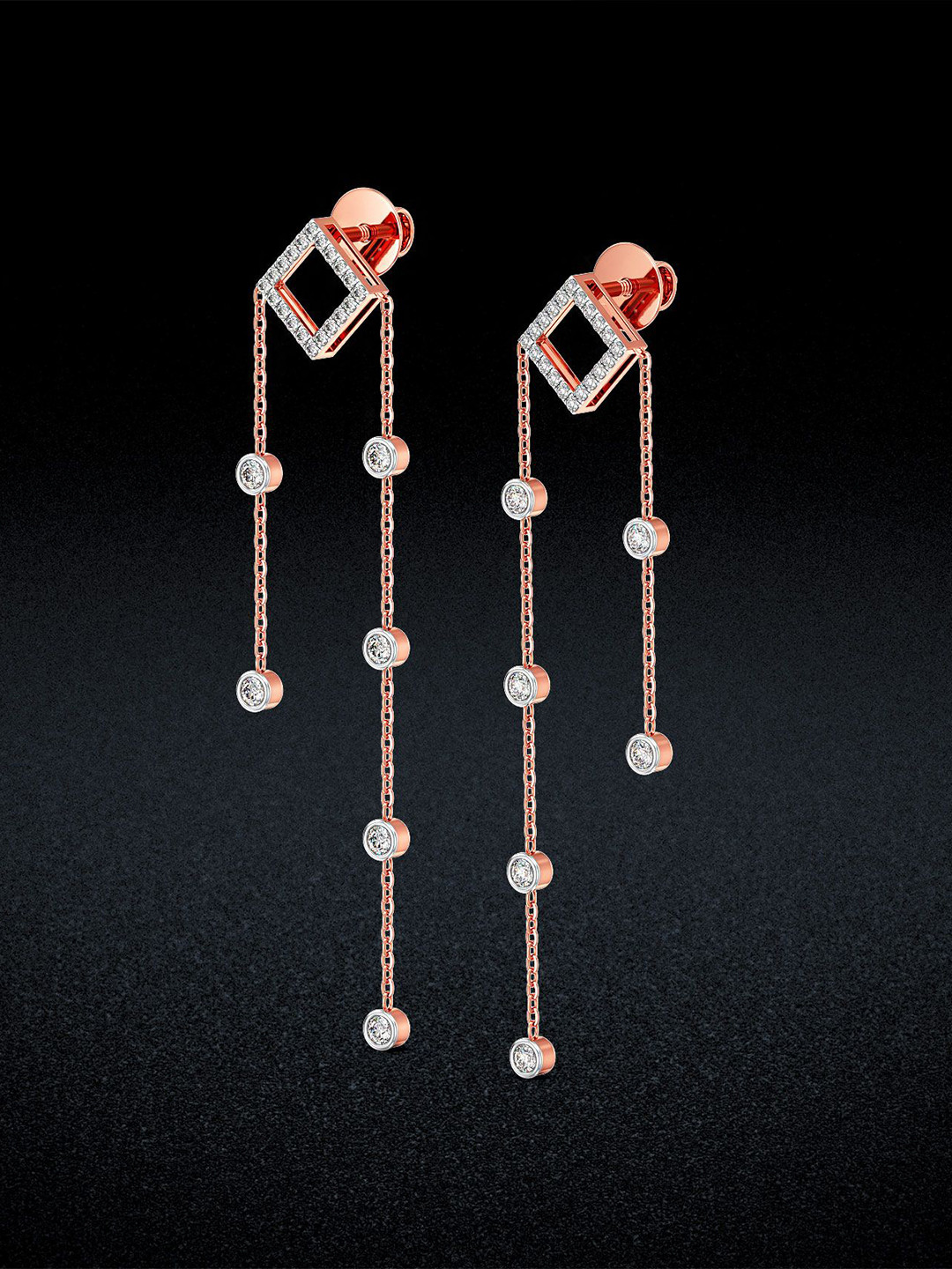 Joyalukkas Women 18Kt Gold Dangles Drop Diamond Earrings - 3.53 g