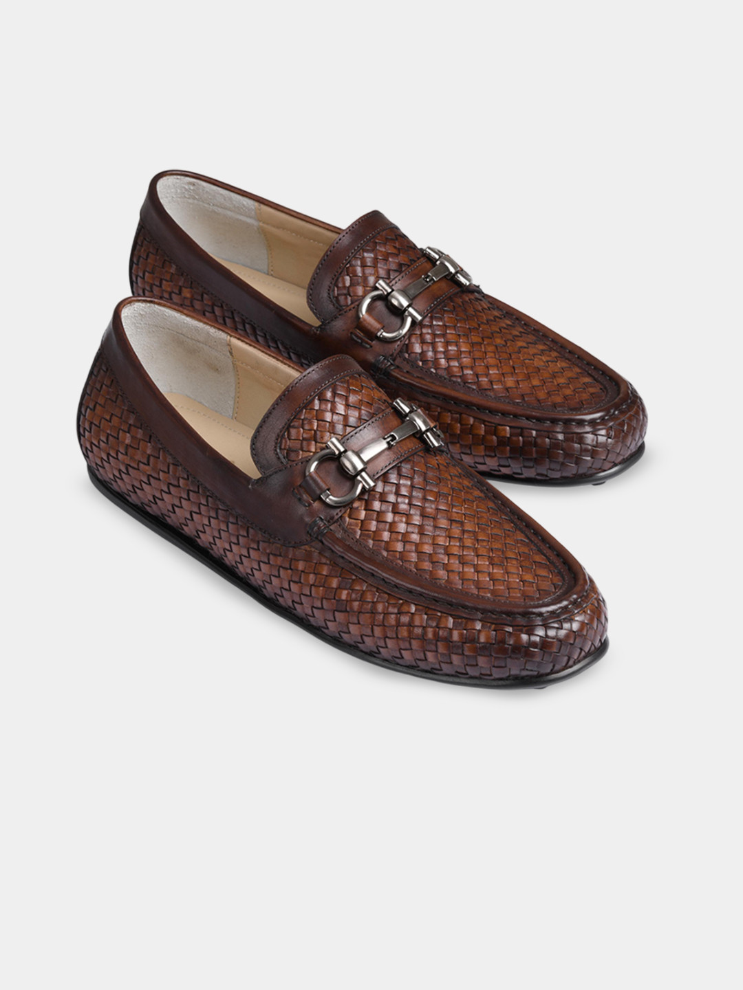 LUXORO FORMELLO Lucio Men Textured Slip On Loafer Shoes with Buckle