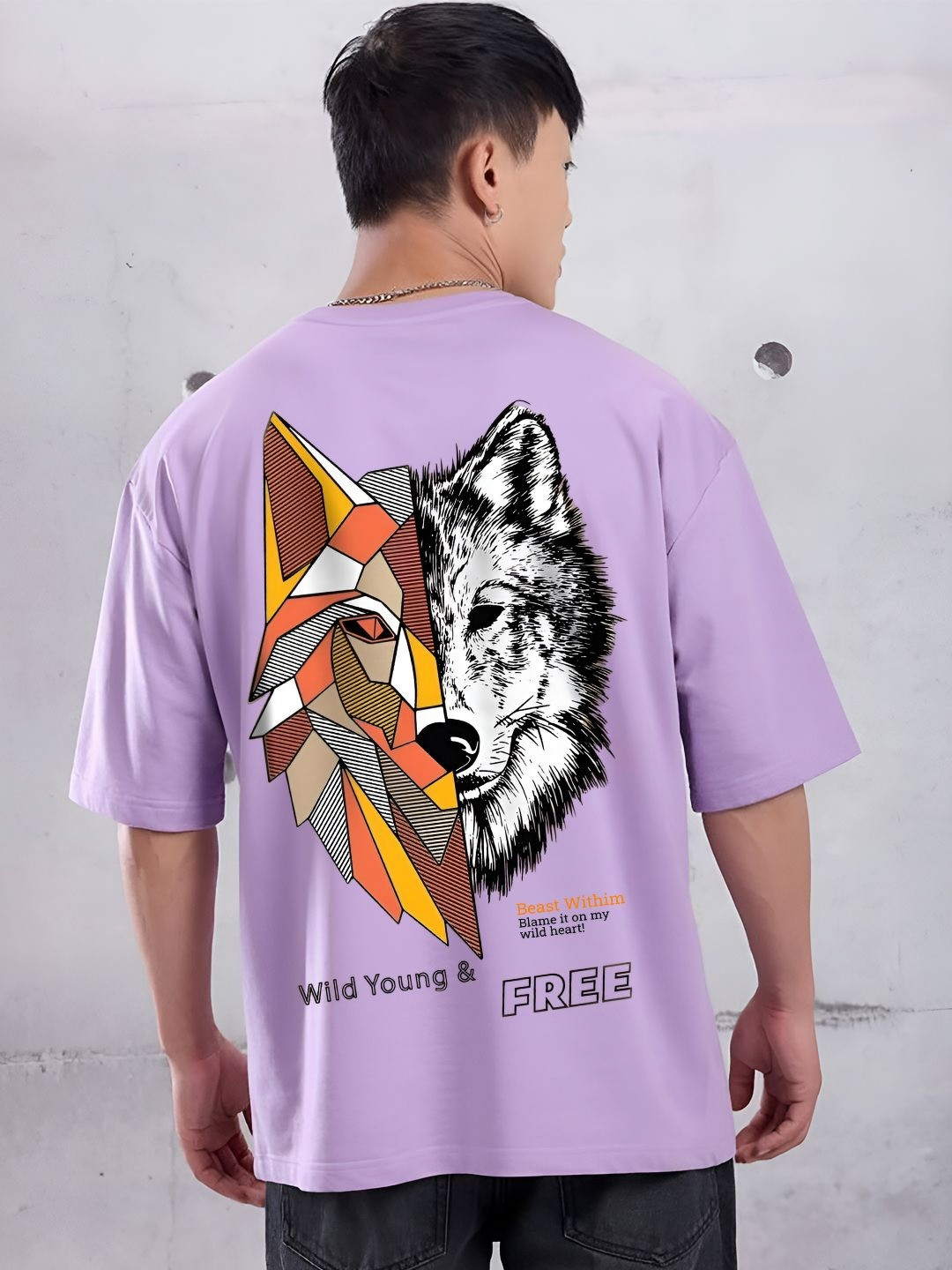 ANGERHOOD Graphic Jackel Printed Drop-Shoulder Sleeves Oversized Cotton T-shirt