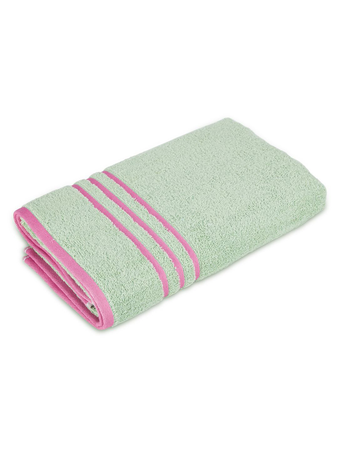 Layers Basicx Green & Pink Pure Cotton 380 GSM Bath Towel