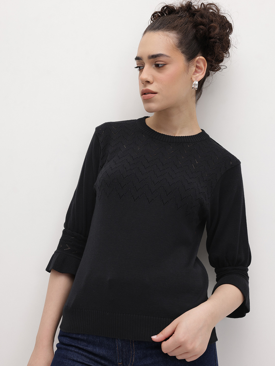 The Roadster Life Co. Open Knits Bell Sleeve Top