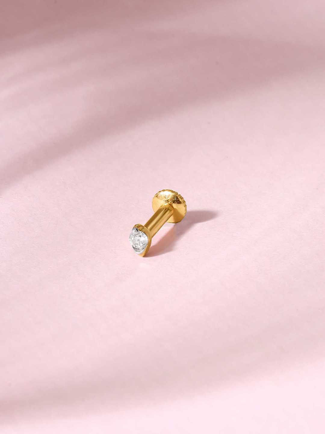 Mia by Tanishq Women 18KT Gold Natural Glow Spike Diamond Nose Pin -0.289 g