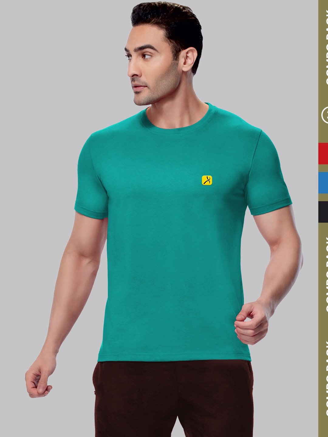 AMUL COMFY Men Assorted Pack of 3 Cotton Solid T-shirt