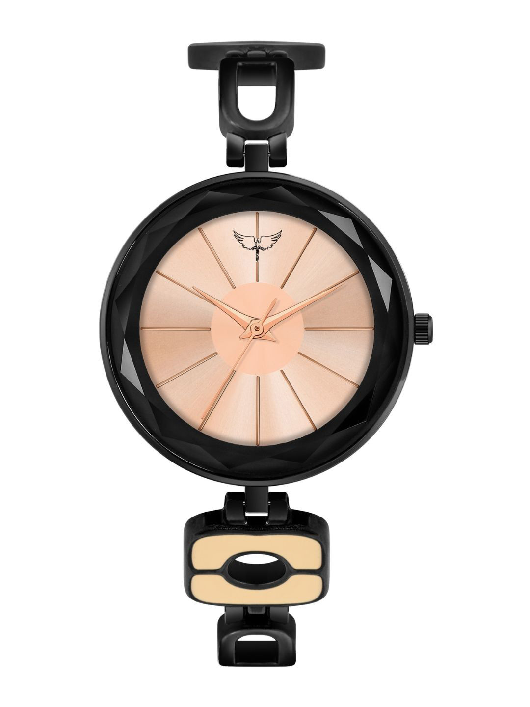 WHITE BIRD Women Brass Dial & Bracelet Style Straps Analogue Watch JK-124 Black D Rose
