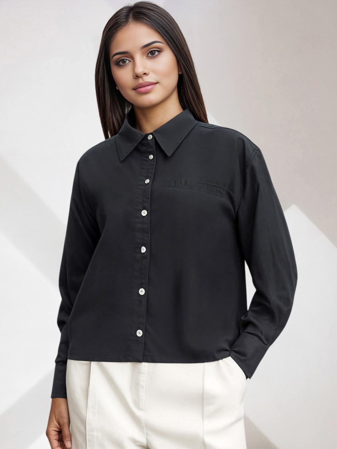 her by invictus Drop-Shoulder Pure Cotton Casual Shirt