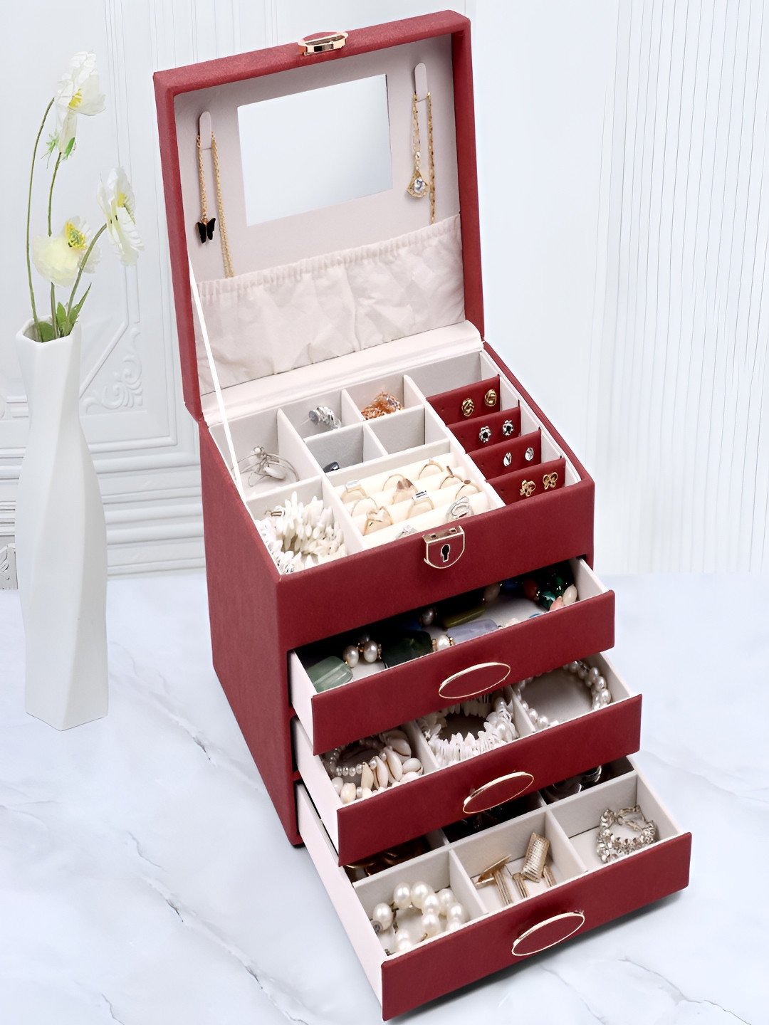 KriShyam Red Wardrobe Jewellery Organiser