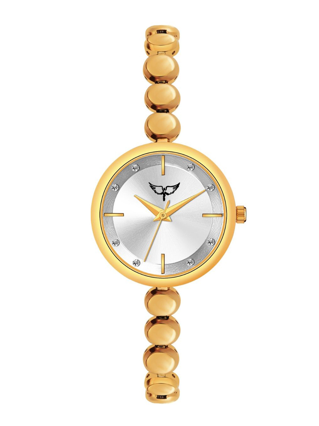 WHITE BIRD Women Brass Dial & Bracelet Style Straps Analogue Watch 5100 Gold D White