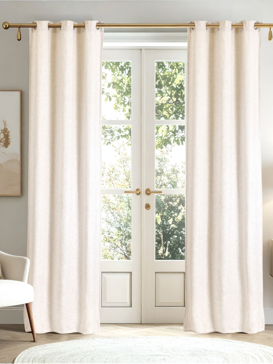 Home Centre Mellow Beige Cotton Room Darkening Door Curtain