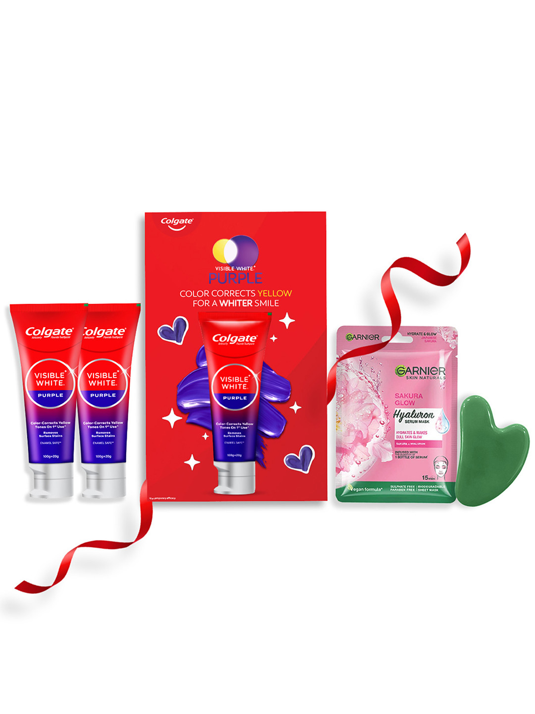 Colgate Visible White Purple Limited Edition K-Beauty Kit with Stone Massager & Face Mask