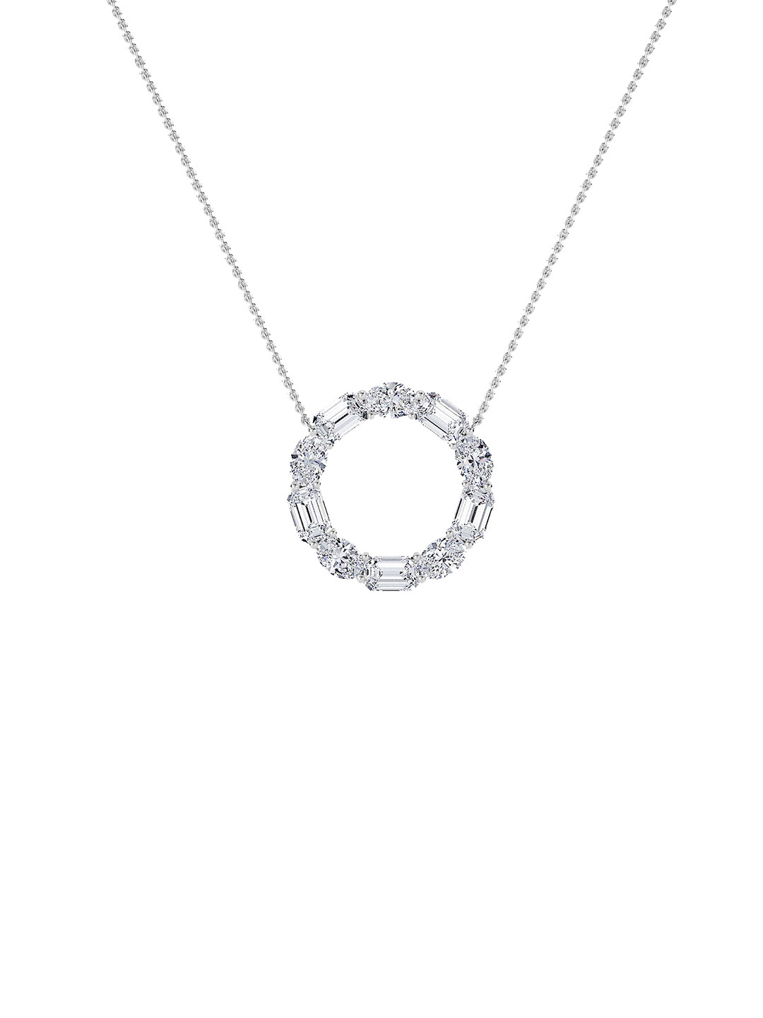 LUNA Women 14KT Gold Lab Grown Diamond Pear & Round Ring Pendant With Gold Chain-4.86 g