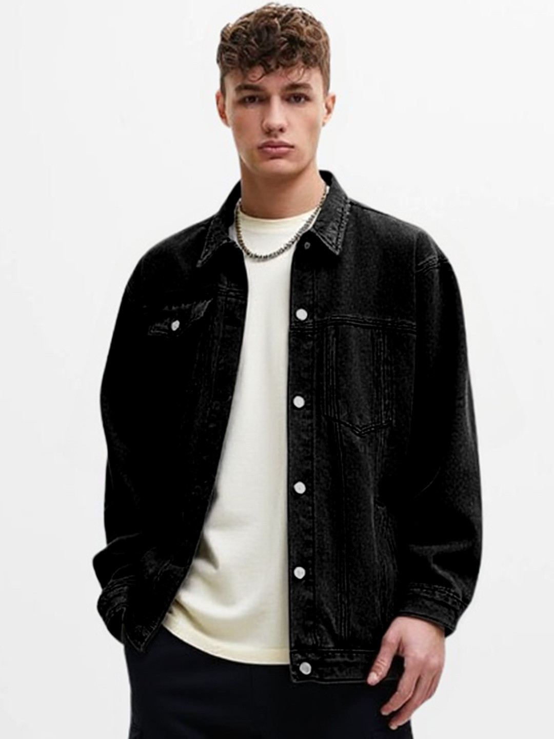 HERE&NOW Men Black Denim Shacket