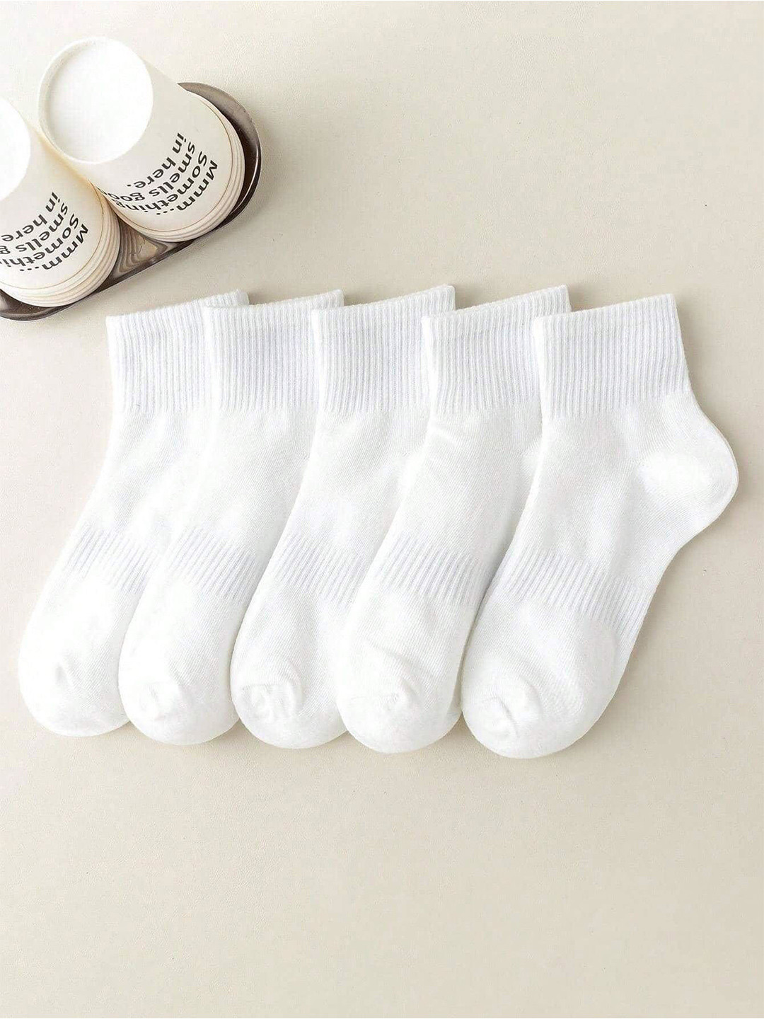 BAESD Pack Of 5 Double Grip White Ankle Length Socks