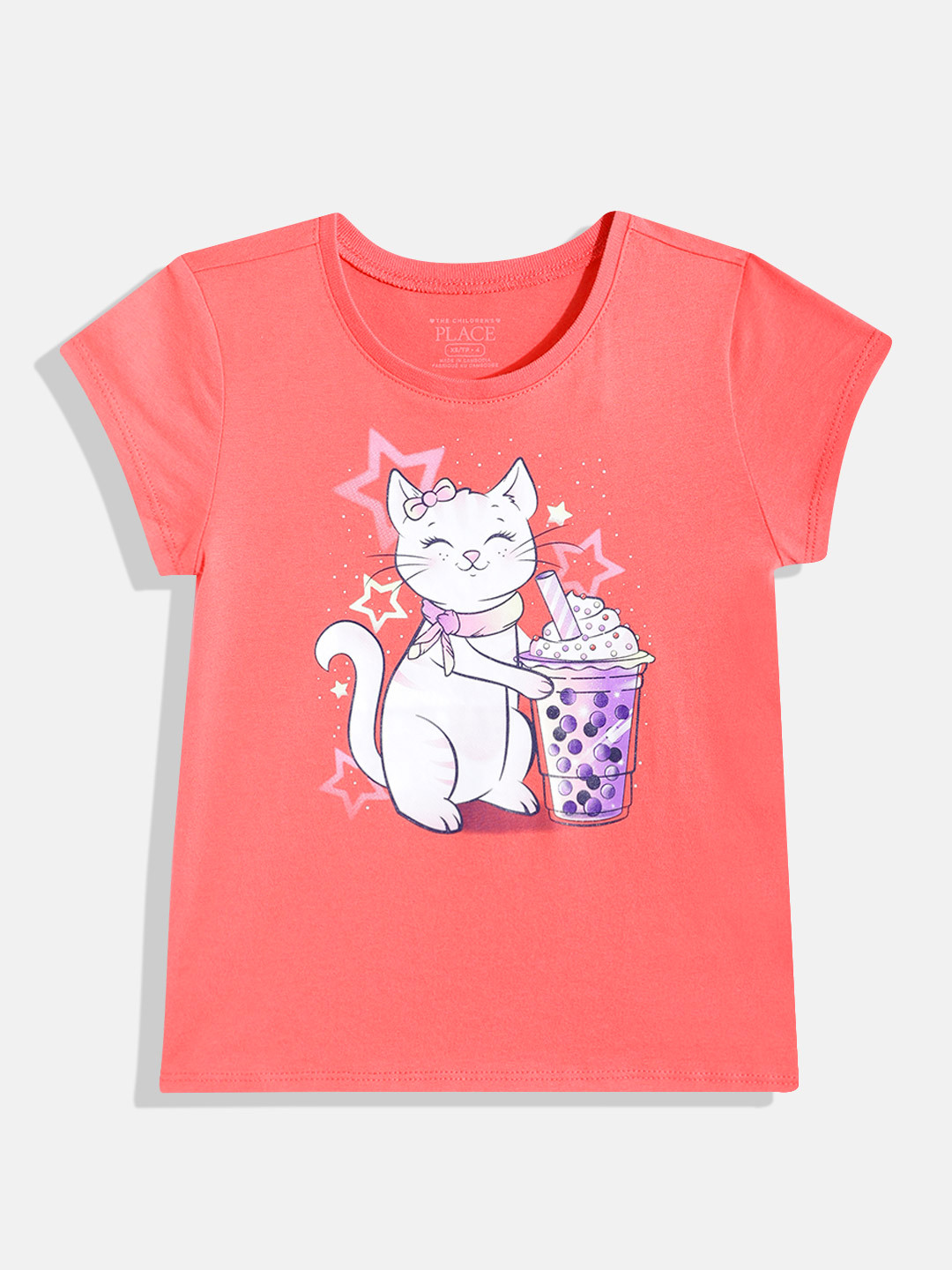 THE CHILDREN'S PLACE Girls Cat Printed T-shirt