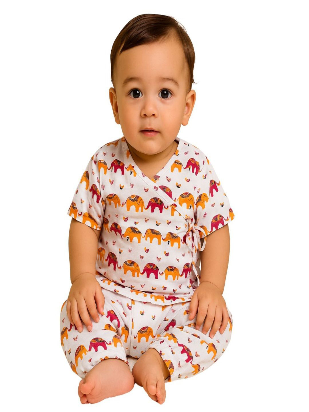 Baal Leela Kids Printed Angarkha Pure Cotton Kurta With Trouser