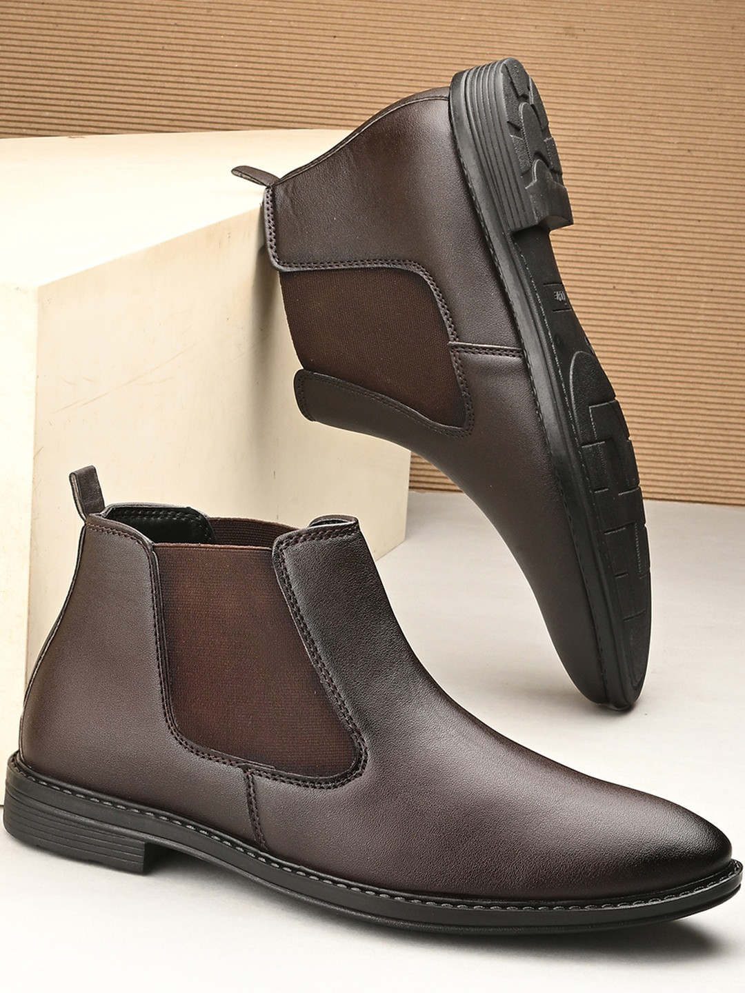 HERE&NOW Men Pack of 1 Pair Mid Top Chelsea Boots