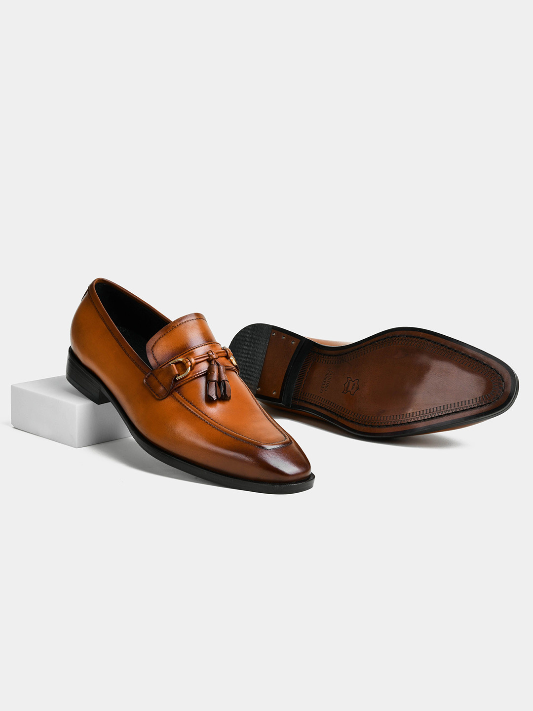 LUXORO FORMELLO Dorian Men Tassel Leather Formal Slip-On Shoes