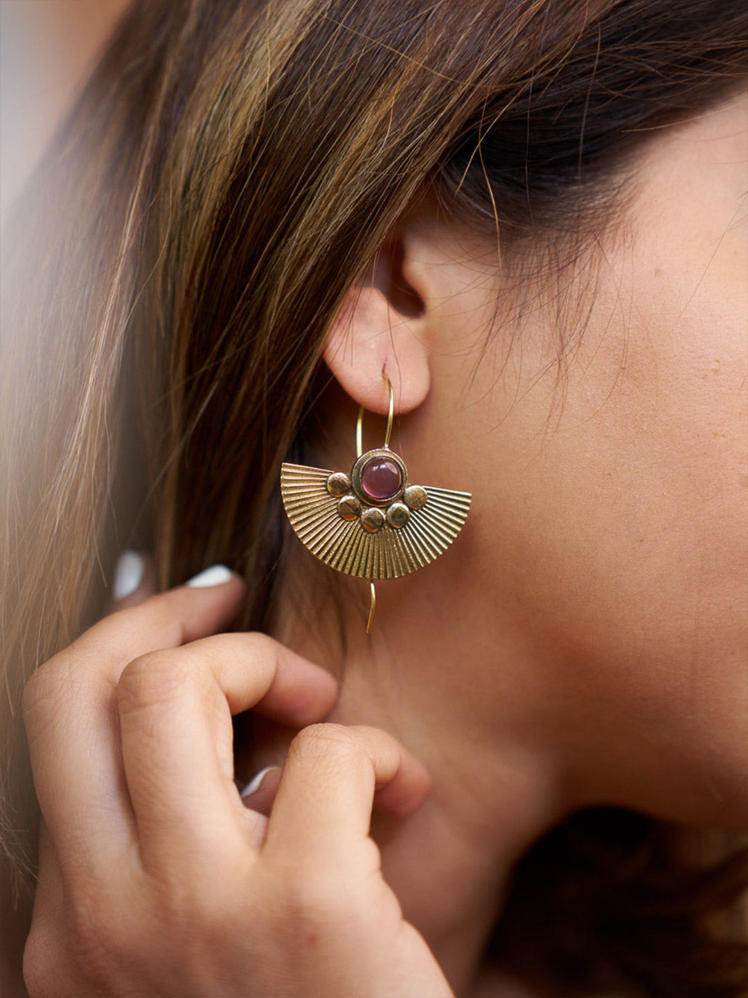 Soul Works Autumn Labradorite Studded Contemporary Drop Earrings