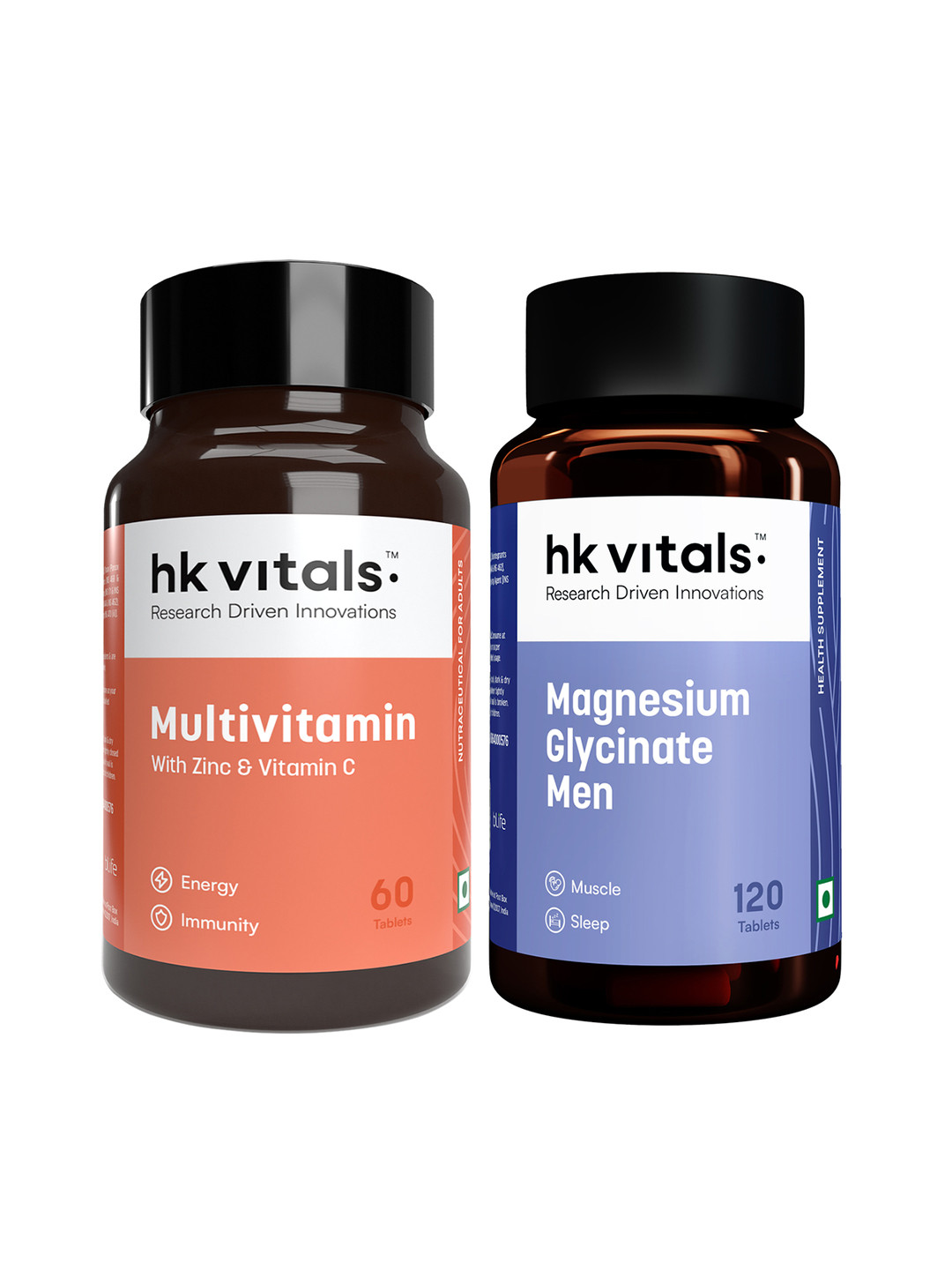 HK VITALS Set Of 2 Magnesium Glycinate- 120 Tablets & Multivitamin Tablets- 60 Tablets