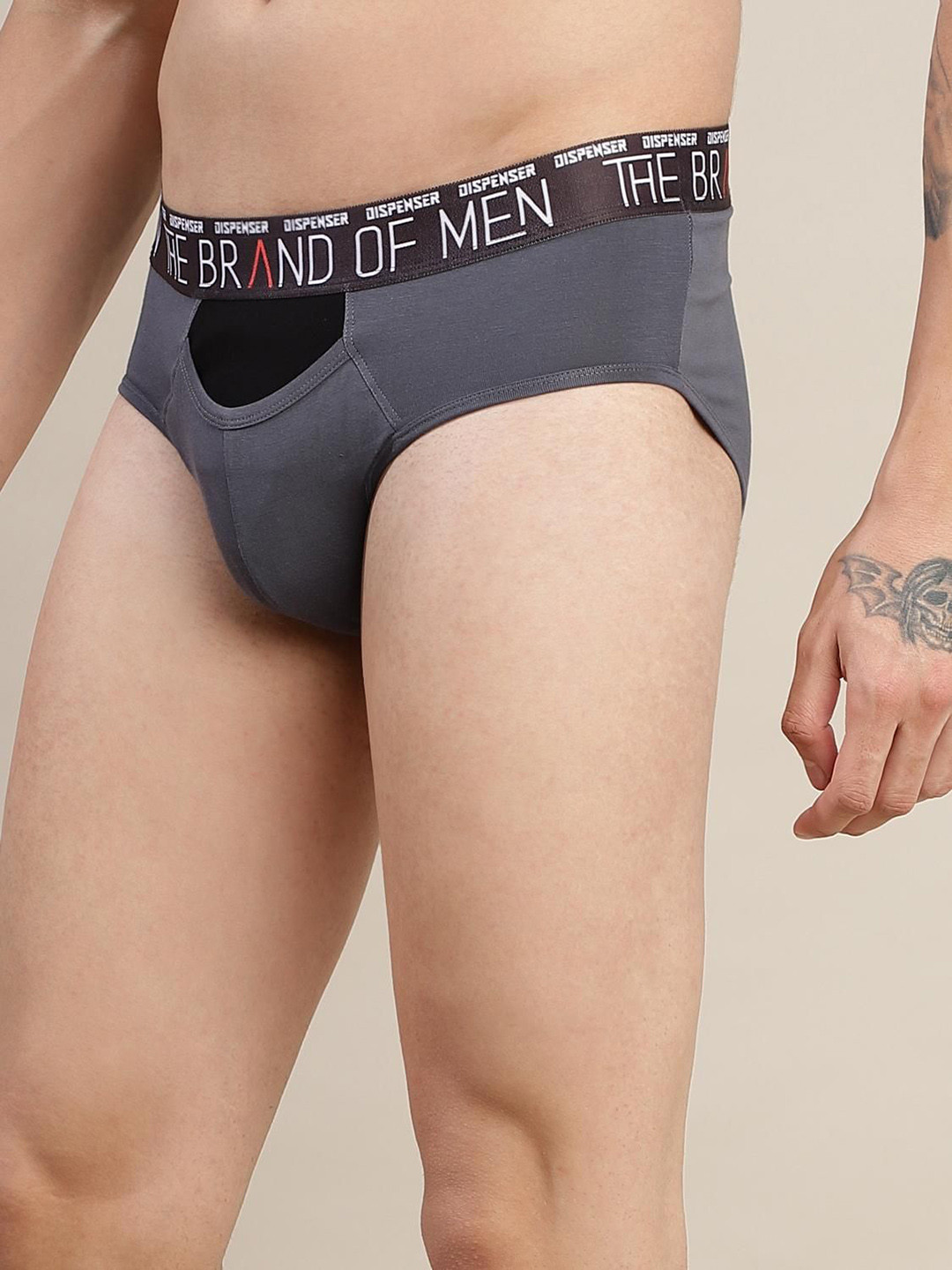 DISPENSER Men Breathable Low-Rise Briefs RE-S4-BRIEF-GREY-M