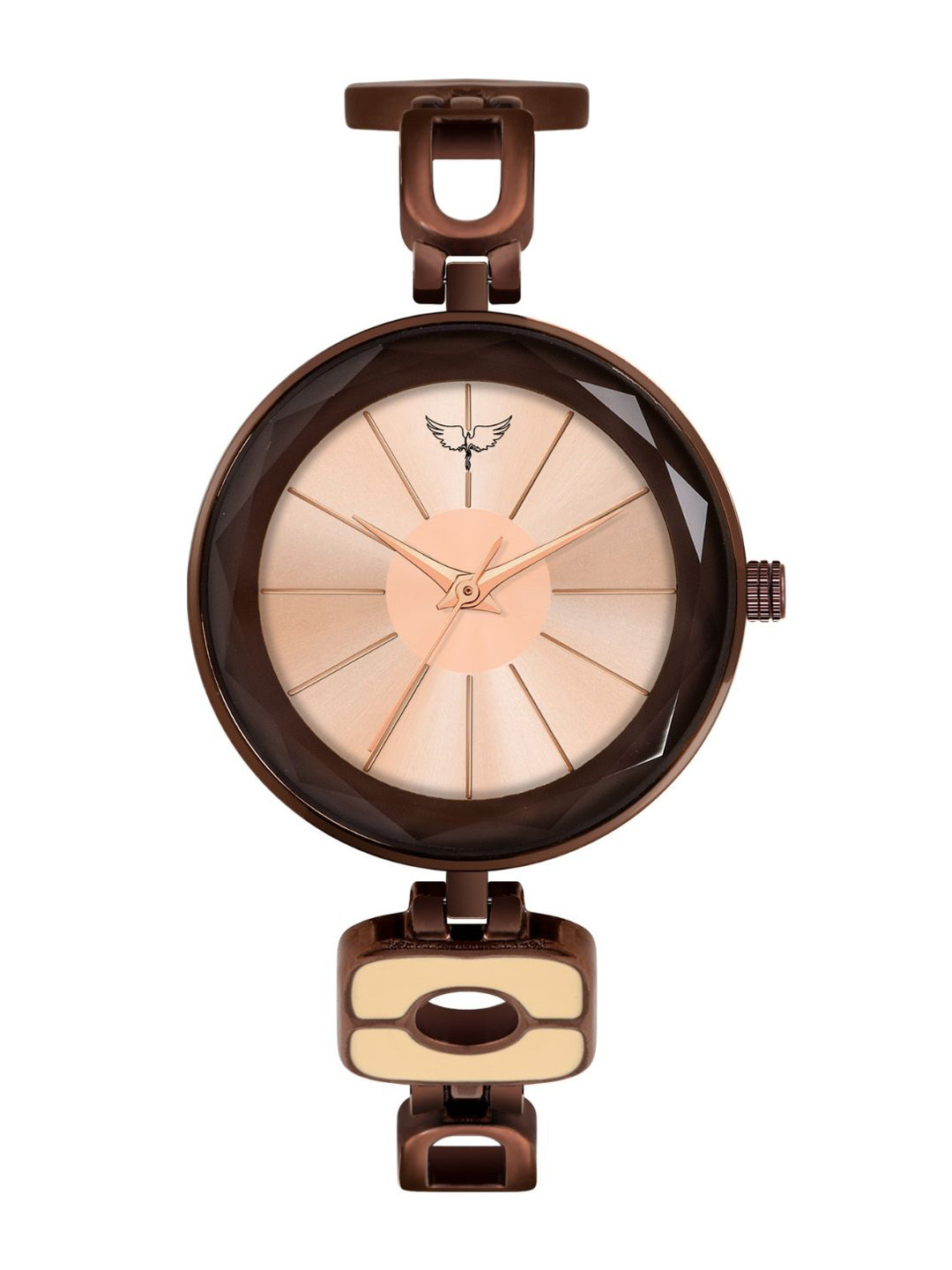 WHITE BIRD Women Brass Dial & Bracelet Style Straps Analogue Watch JK-124 Brown D Rose