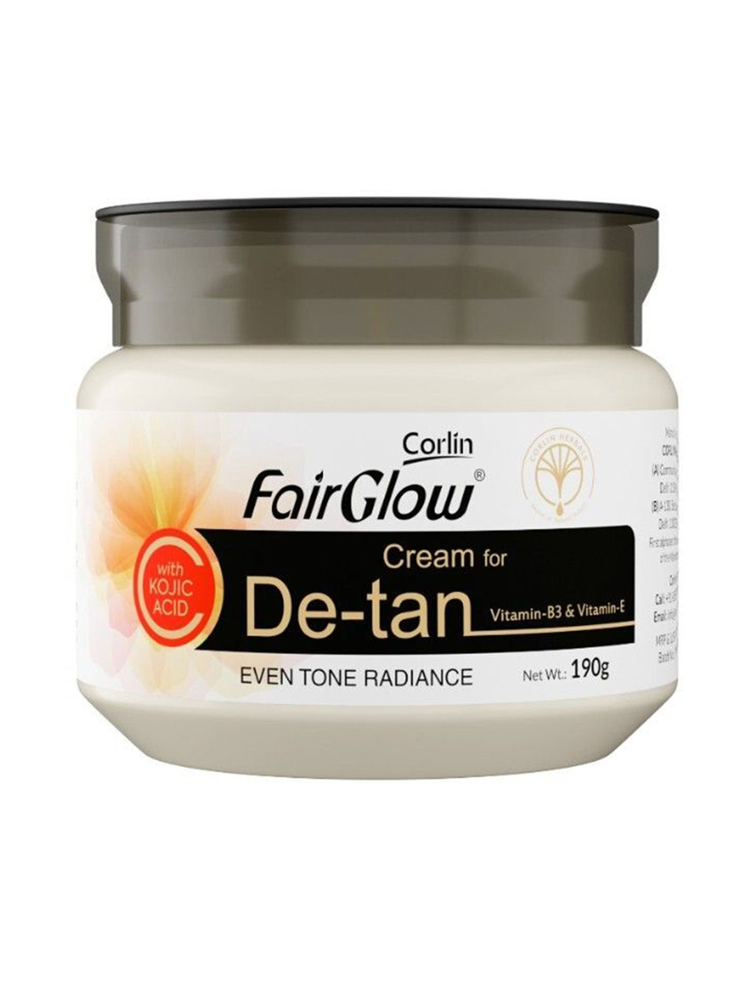 Corlin FairGlow De Tan Cream With Vitamin E & B3 - 190 g