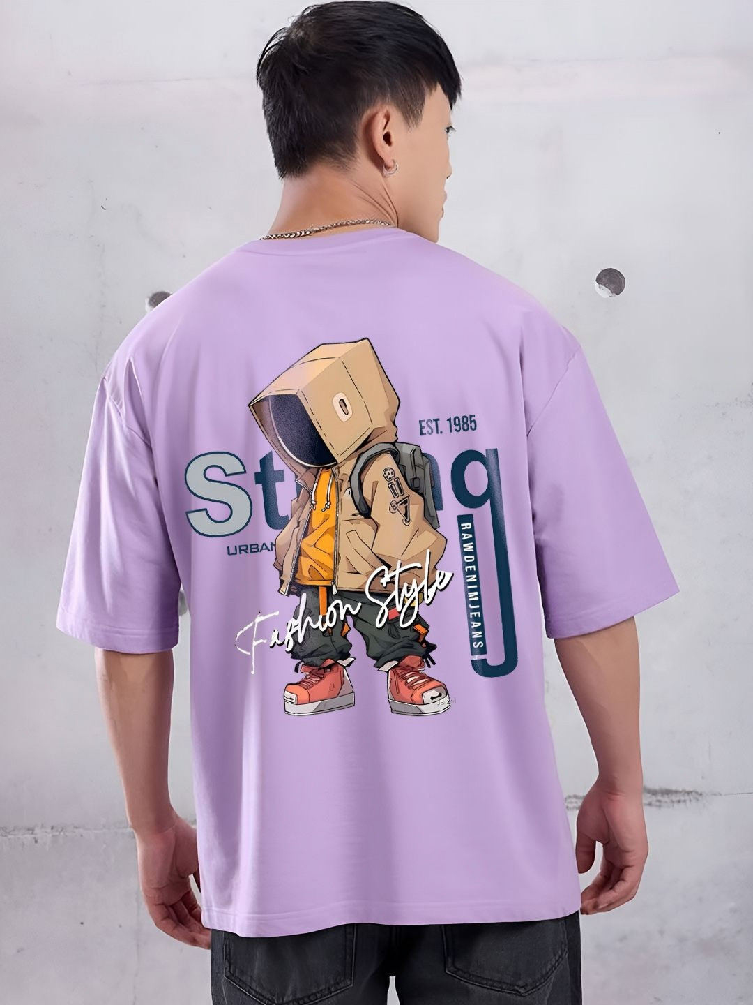 ANGERHOOD Graphic Hip Hop Back Printed Drop-Shoulder Sleeves Oversized Cotton T-shirt