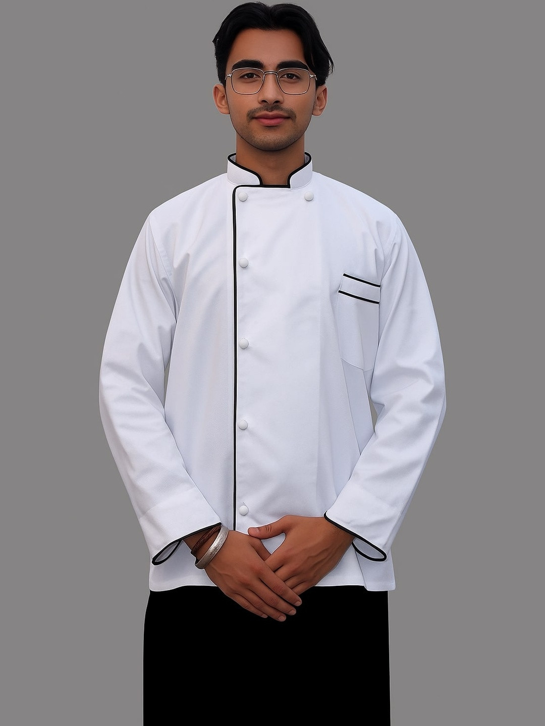 KE KAVITA EXPORT Professional White Chef Coat With Single Side Button