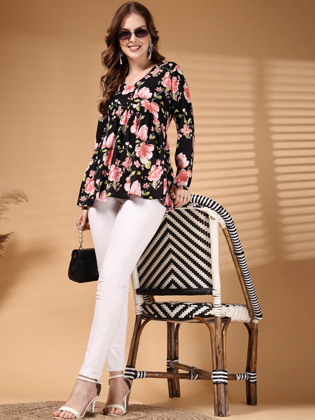 HERE&NOW Women Floral Cotton Tops