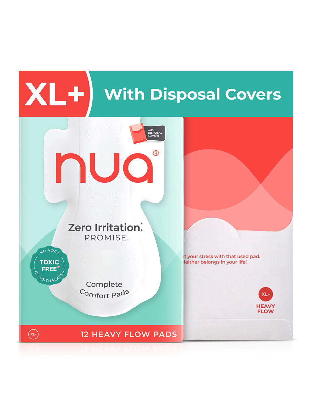 Nua Complete Comfort 12 Heavy Flow Pads with Disposal Covers