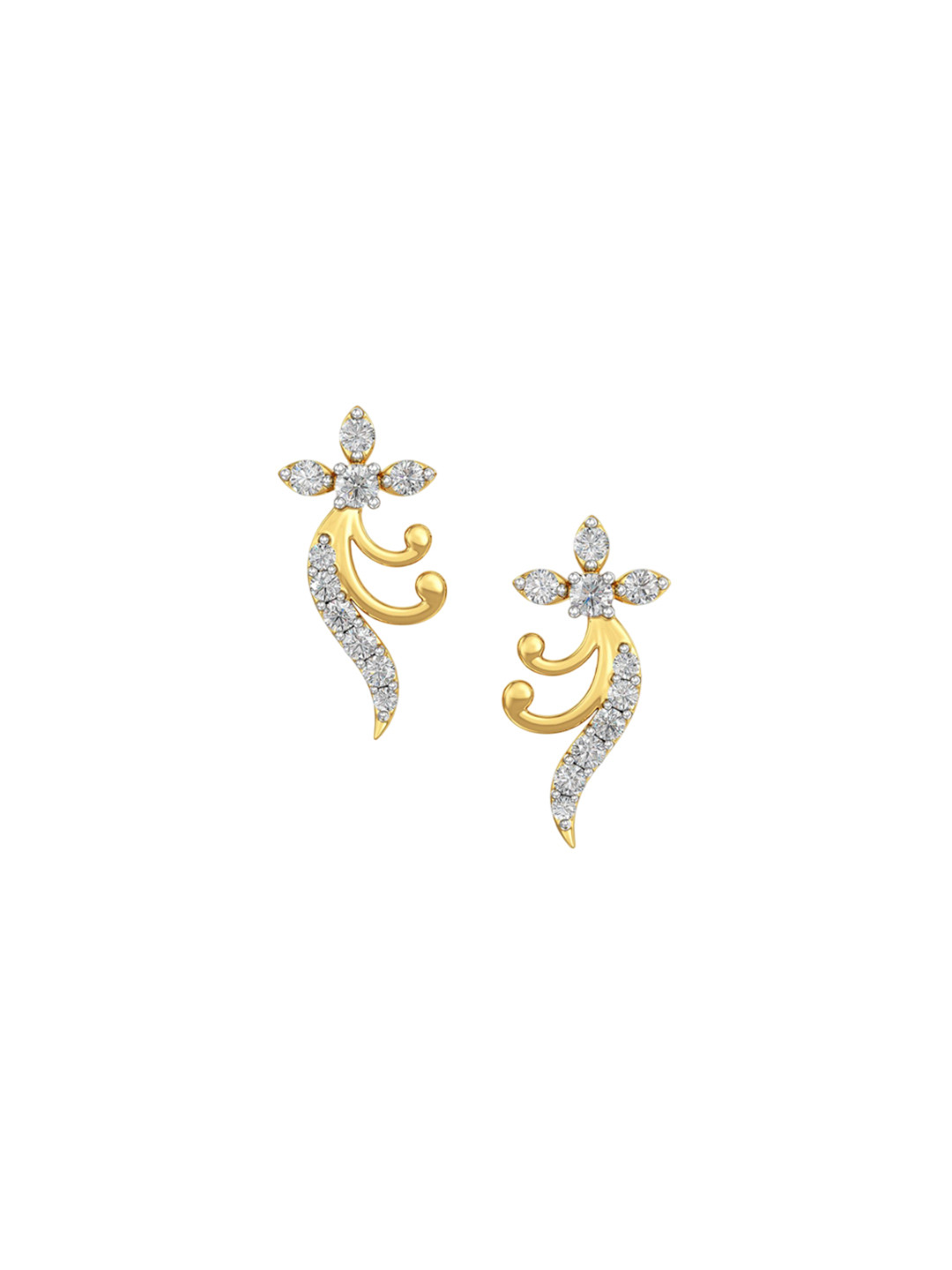 Joyalukkas Women 18Kt Gold Natural Flower Earrings Diamond -1.46 g