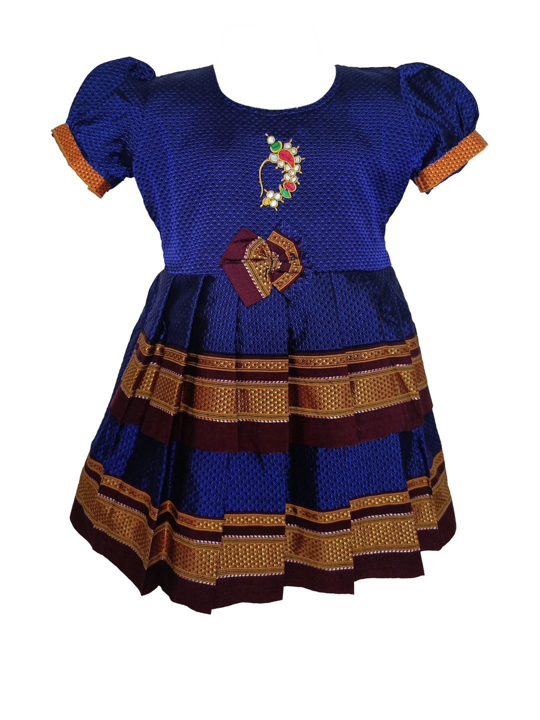AMBA COLLECTION BOUTI Girls  Ethnic Wear Reshim Cotton Nath Khan Frock