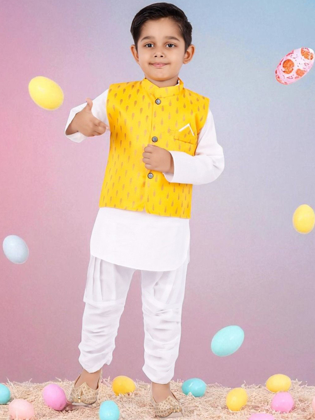 NEW GEN Boys Band Collar Straight Kurta With Salwar