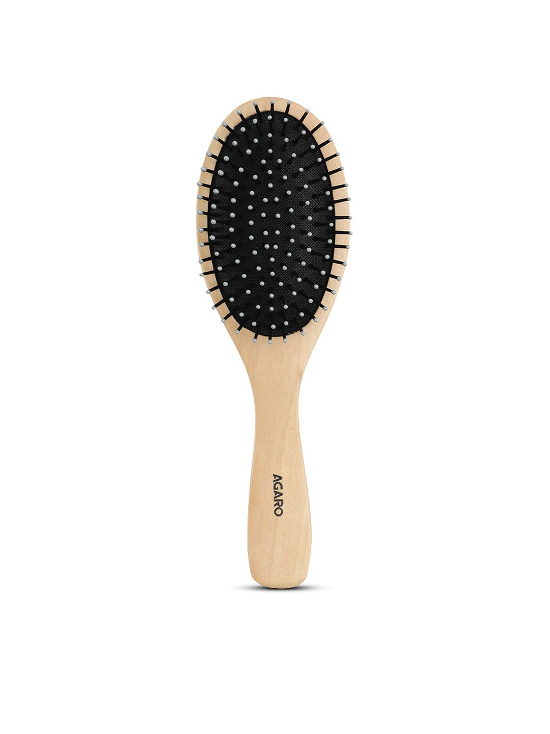 Agaro Wooden Broad Oval Hair Brush for Detangling & Straightening - Beige & Black