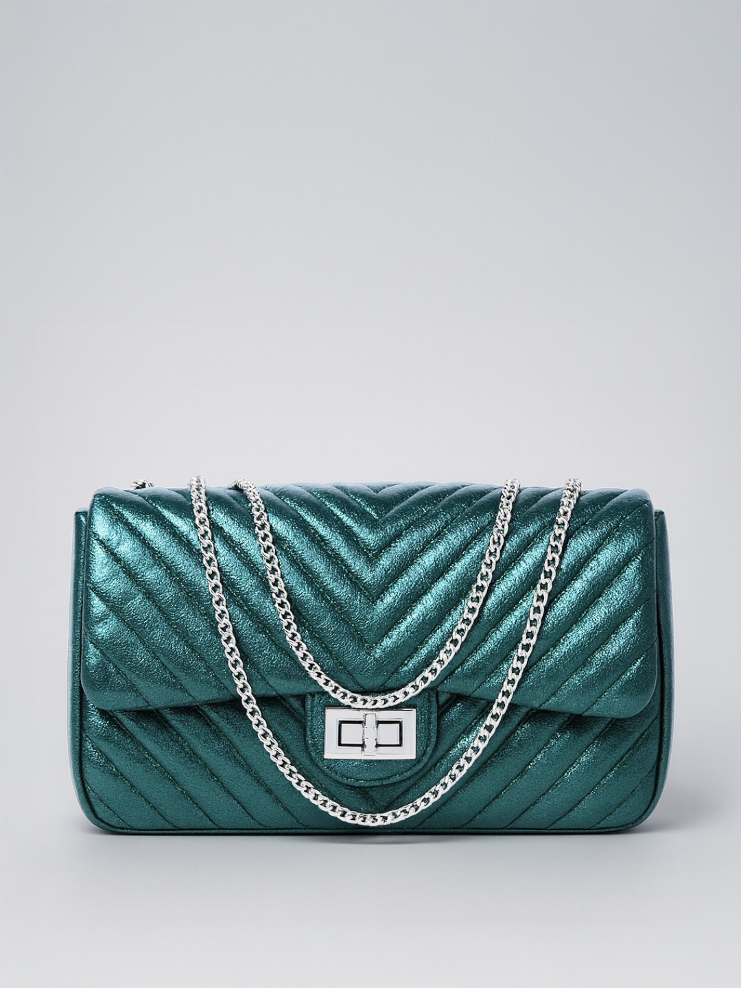 Lino Perros Textured Quilted Detail Structured Sling Bag with Sheen Effect