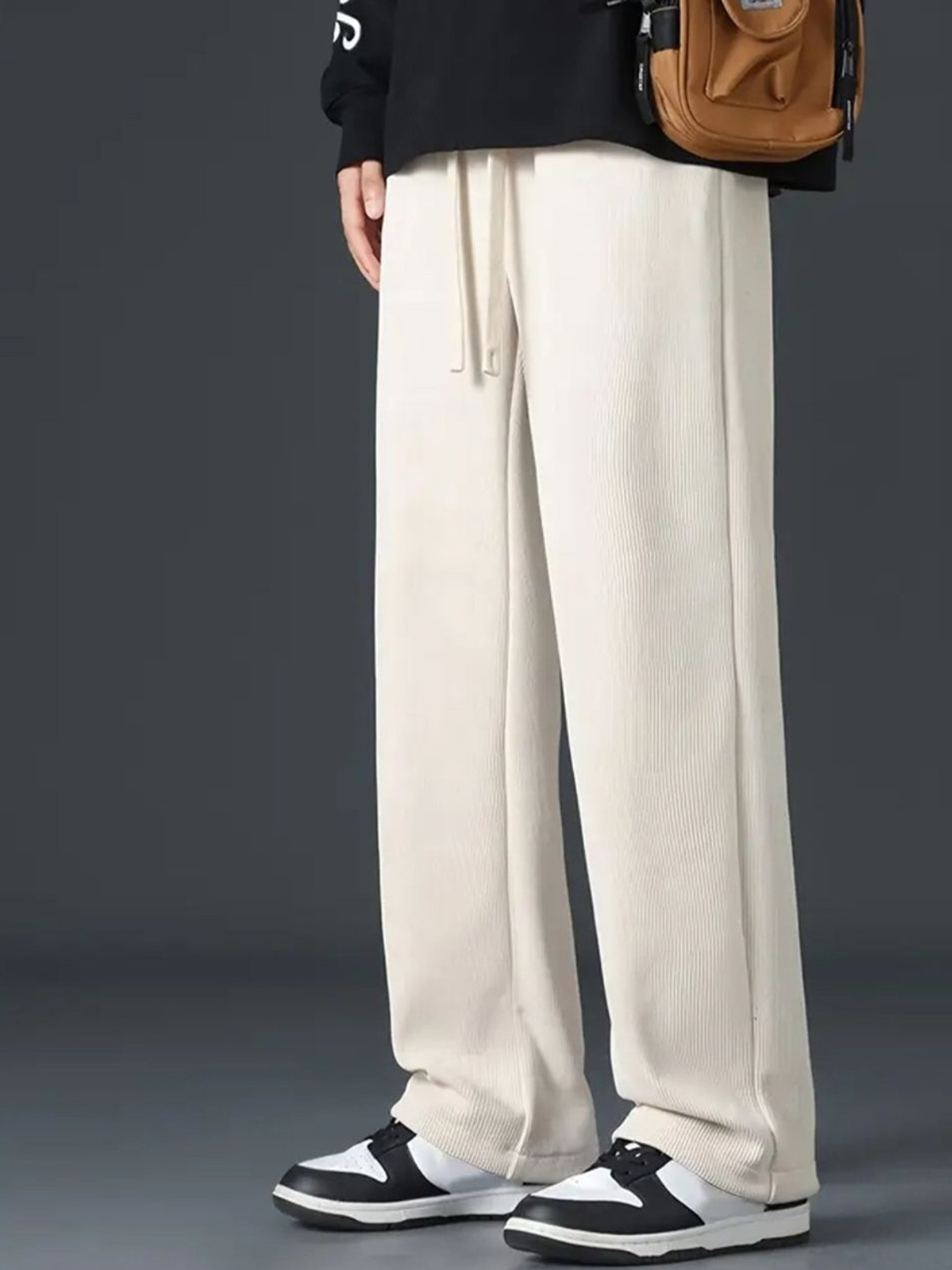 Povaxpo Men Baggy Fit Mid-Rise Track Pants