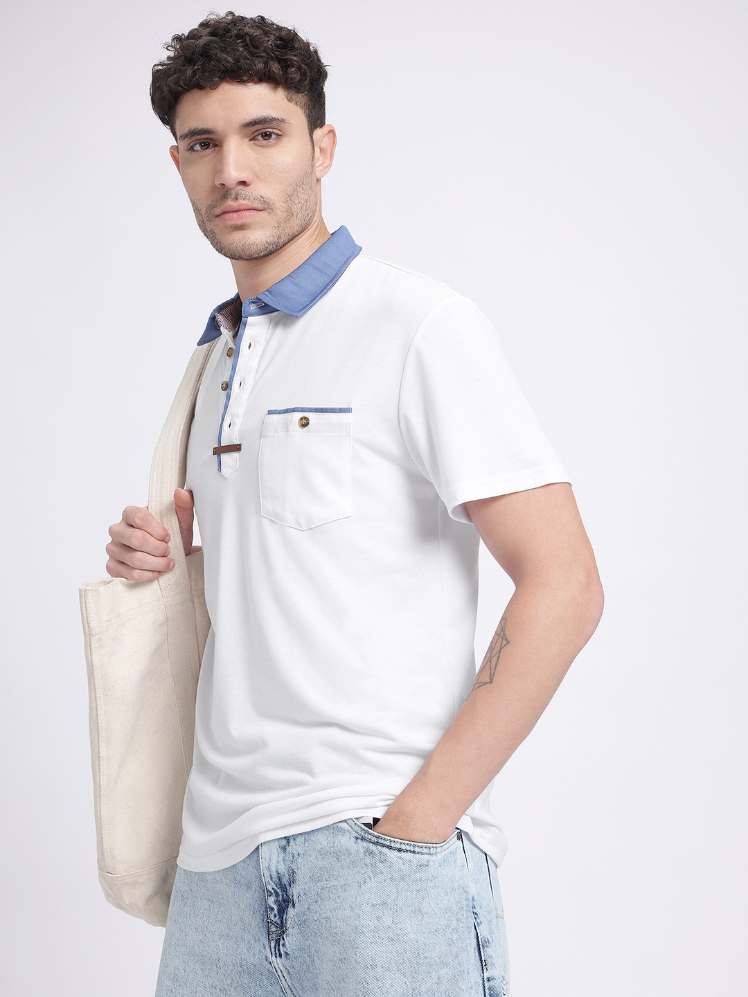 StyleCast x Revolte Contrasting Polo Collar Regular Fit T-shirt
