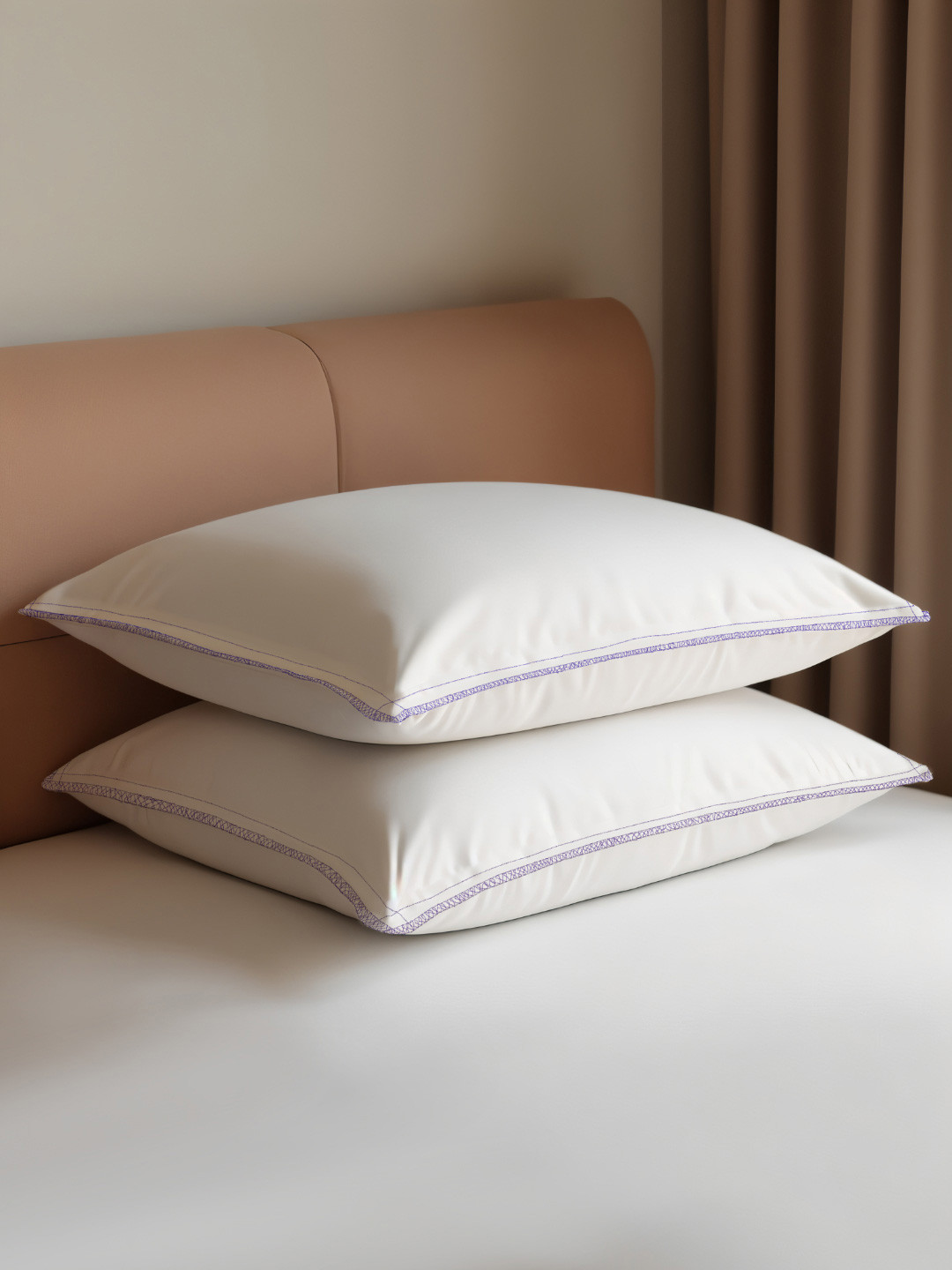 MA xNAP Sleep Support Royale Essential 17P2 White Solid Cotton Set of 2 Medium Fibre Sleep Pillow-61 x 41 cm