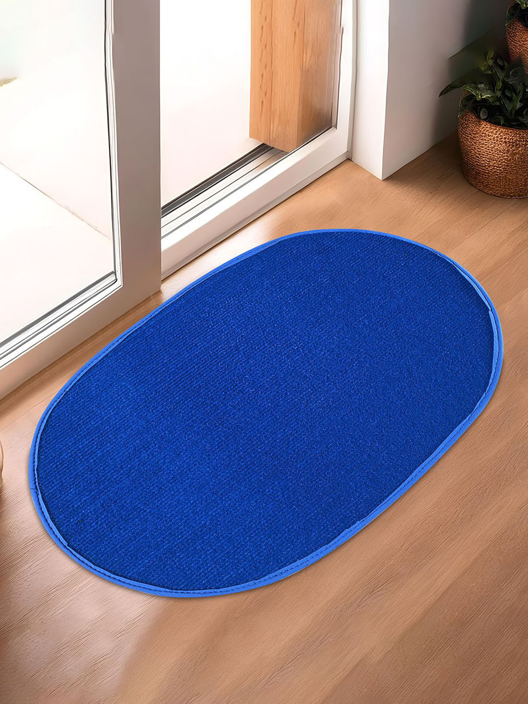Kuber Industries 2 Pcs Blue Microfiber Anti-Skid Door Mat for Home Entrance