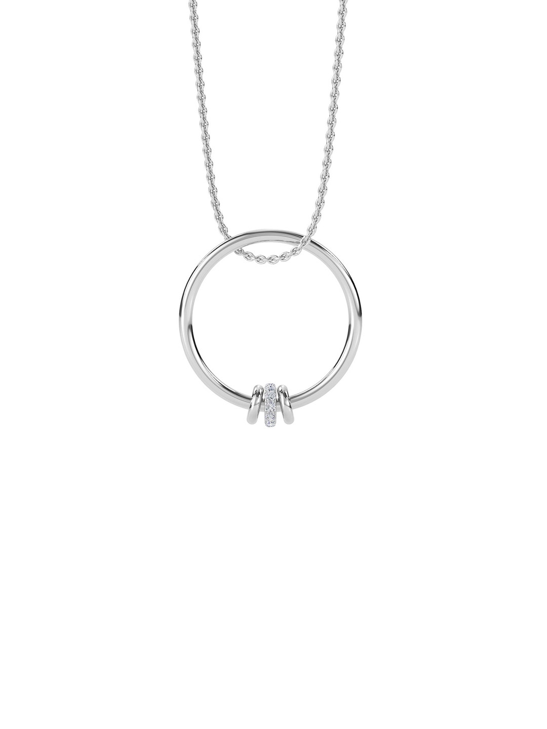 LUNA Women 14KT Gold Lab Grown Diamond Round Ring Pendant With Gold Chain