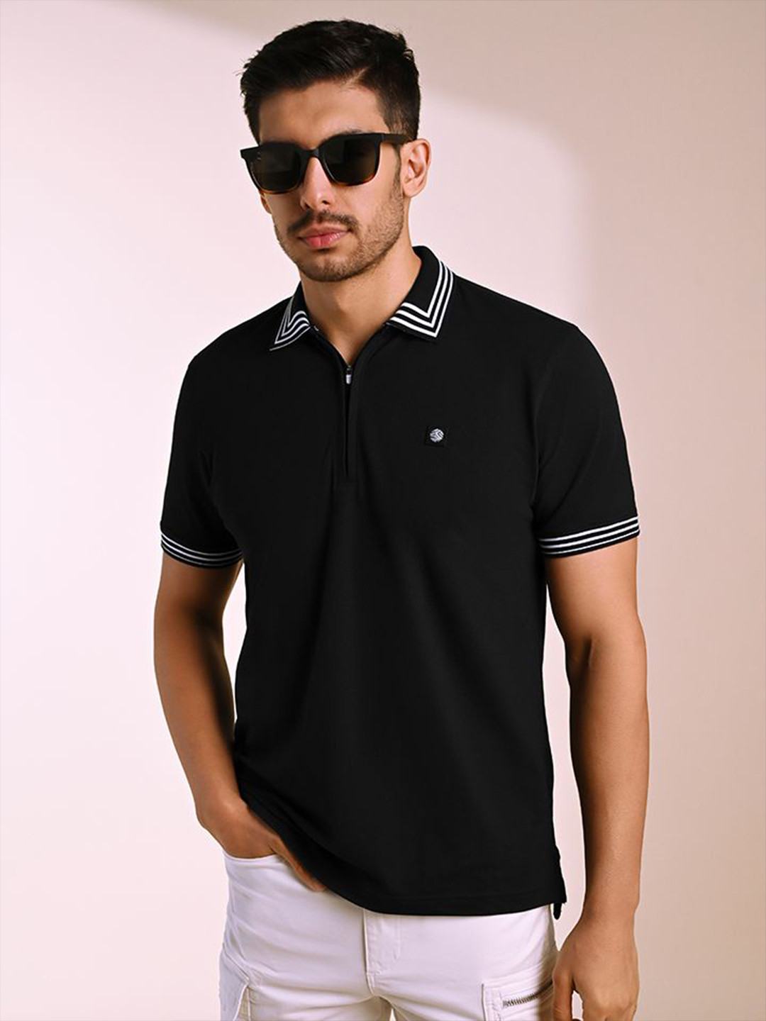 KINGDOM OF WHITE Polo Collar Stretch T-shirt