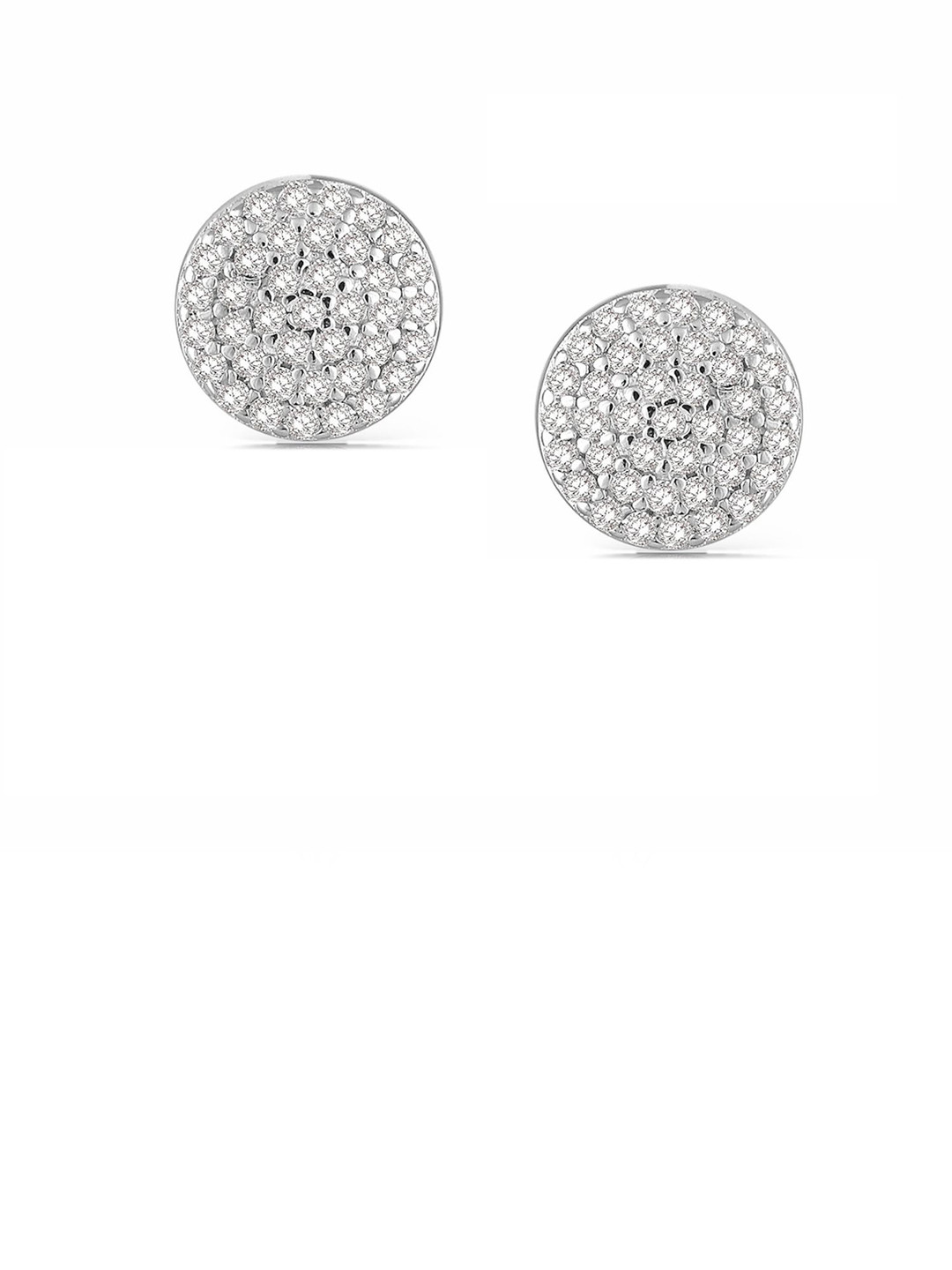 Luxevogue Women 925 Silver Pave Diamond Rhodium Gold Plated Studs Earrings