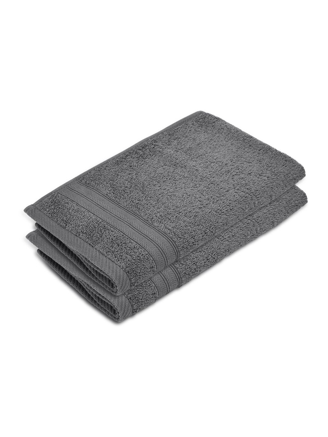 Layers Be Bold Grey 2 Pieces Pure Cotton 450 GSM Hand Towels