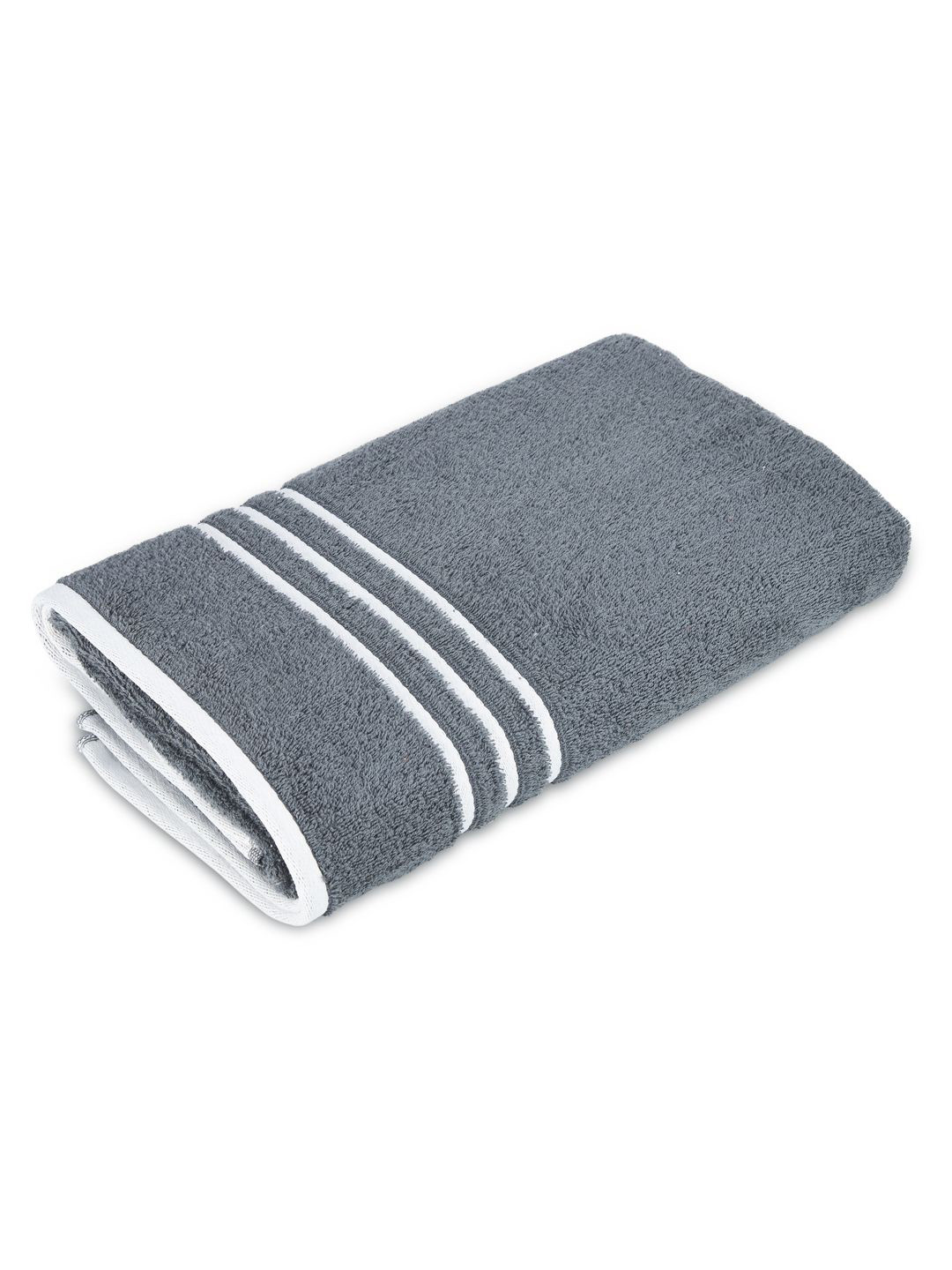Layers Basicx Grey & White Pure Cotton 380 GSM Bath Towel