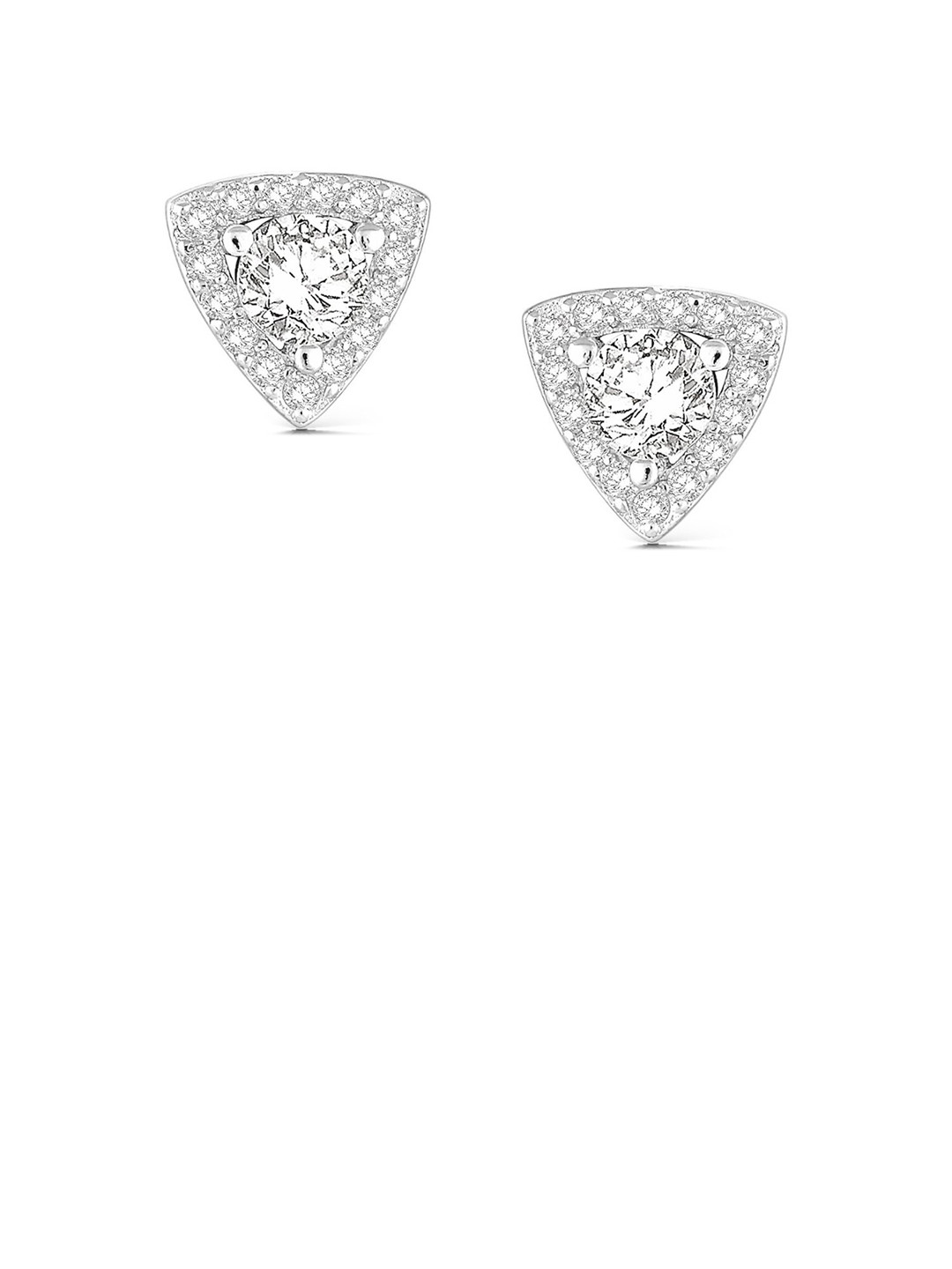 Luxevogue Women 925 Silver Solitaire 18K Rhodium Plated Studs Earrings