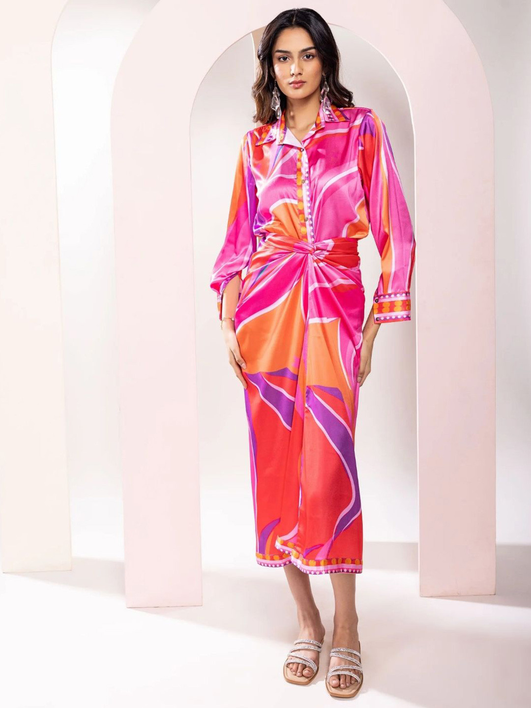 POPPI Vibranza Printed Shirt Style Top