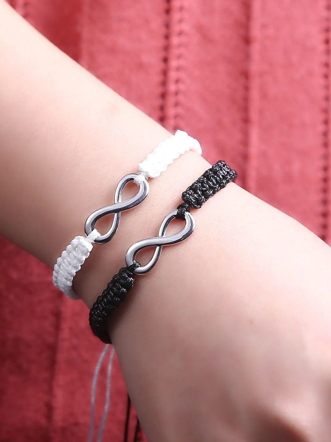 Nevy Unisex Pack Of 2 Handcrafted Silver-Plated Infinity Bracelet