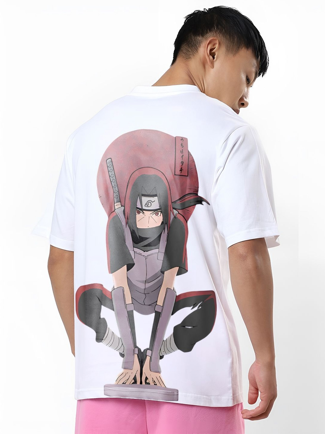 ANGERHOOD Graphic Naruto Printed Drop-Shoulder Sleeves Oversized Cotton T-shirt